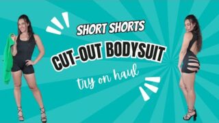 4K Cut-Out Shorts Bodysuit Try-On