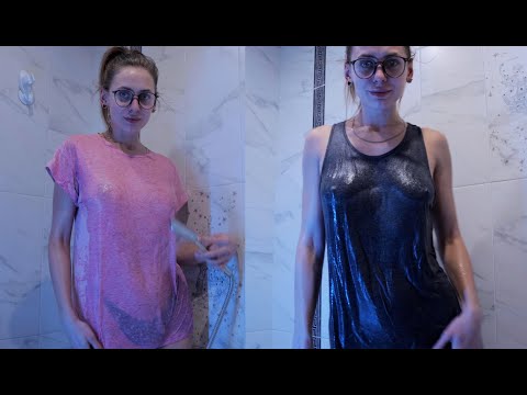 [4K] Transparent Clothes Try-on Haul | Wet vs. Dry with Tina