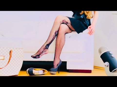 ASMR High Heel Dangling, Shoe Play & Rhythmic Toe Tapping to Music (also Close up) ❤️