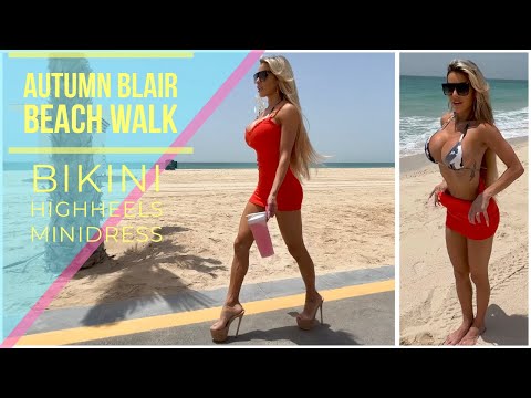 Autumn Blair at the BEACH  – Let’s pick a spot on the beach High Heels Mini Dress and Camo BIKINI!