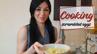 cute girl cooking at home || making scrambled egg