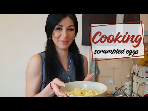 cute girl cooking at home || making scrambled egg
