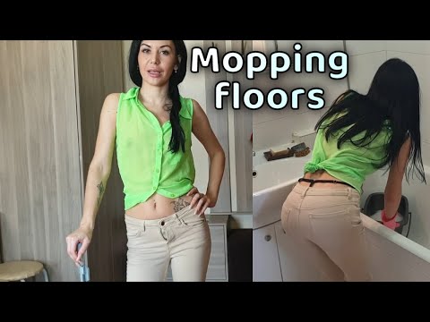 cute tattoo girl cleaning at home || cleaning at home