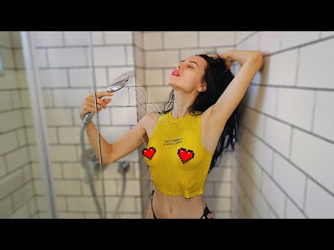 Dry Vs. Wet Try On haul | Shower with me | See-through Try On Haul Shirts