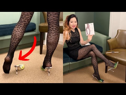 Leopard Tights Try On Review! Patterned Nylons Pantyhose Stockings Feet Soles Legs