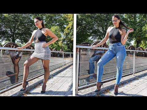 MINI SKIRT or JEANS with TIGHTS & HIGH HEELS | Try On | AMAZING LOOK ❤ ❤ | Kats little world