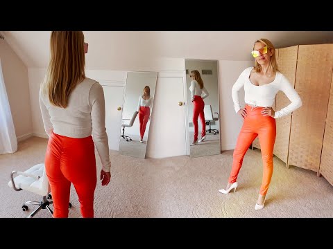 ORANGE CREAMSICLE FAUX LEATHER PANTS FROM FASHION NOVA:  Try On & Review