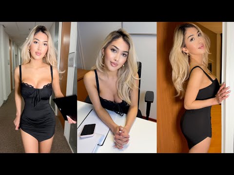Selina Office Crush | NEW Tight Black Mini-Dress & Heels, Walking & Running in the Office & Hallways