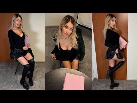 Selina Office Crush Walking & Modeling in The Office in Mini Skirt & Boots | NEW Compilation