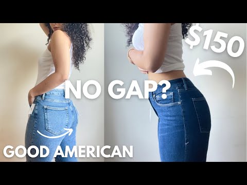 TRYING GOOD AMERICAN "GAP PROOF WAIST" JEANS