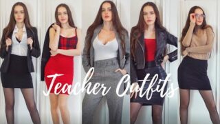 Trying On 10 Teacher Outfits – skirts, tights, high heels