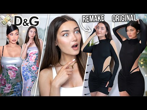 TRYING ON KYLIE JENNER DRESS REMAKES!
