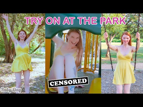 Yellow Mini Dress Try On Spring Outdoors Compilation